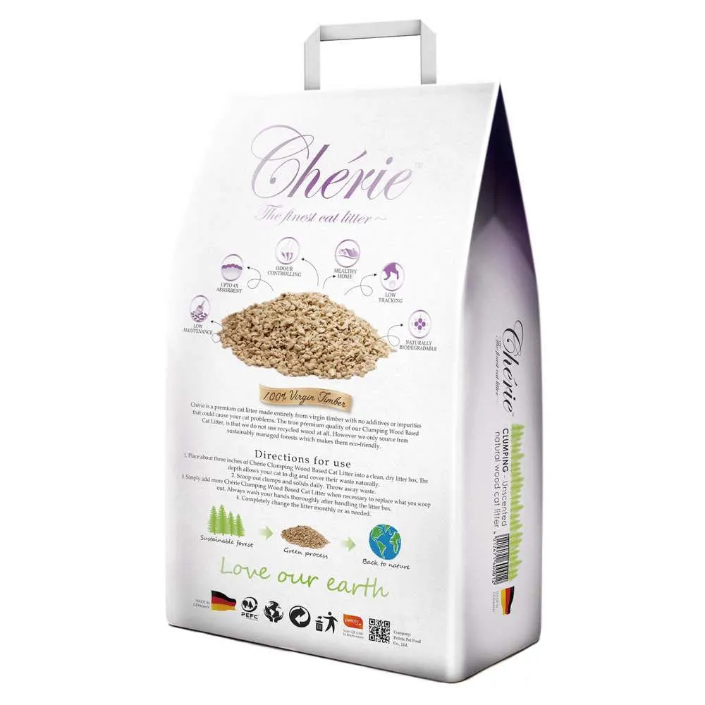 15% OFF: Cherie Unscented Clumping ODOUR CONTROL Natural Wood Cat Litter 10L