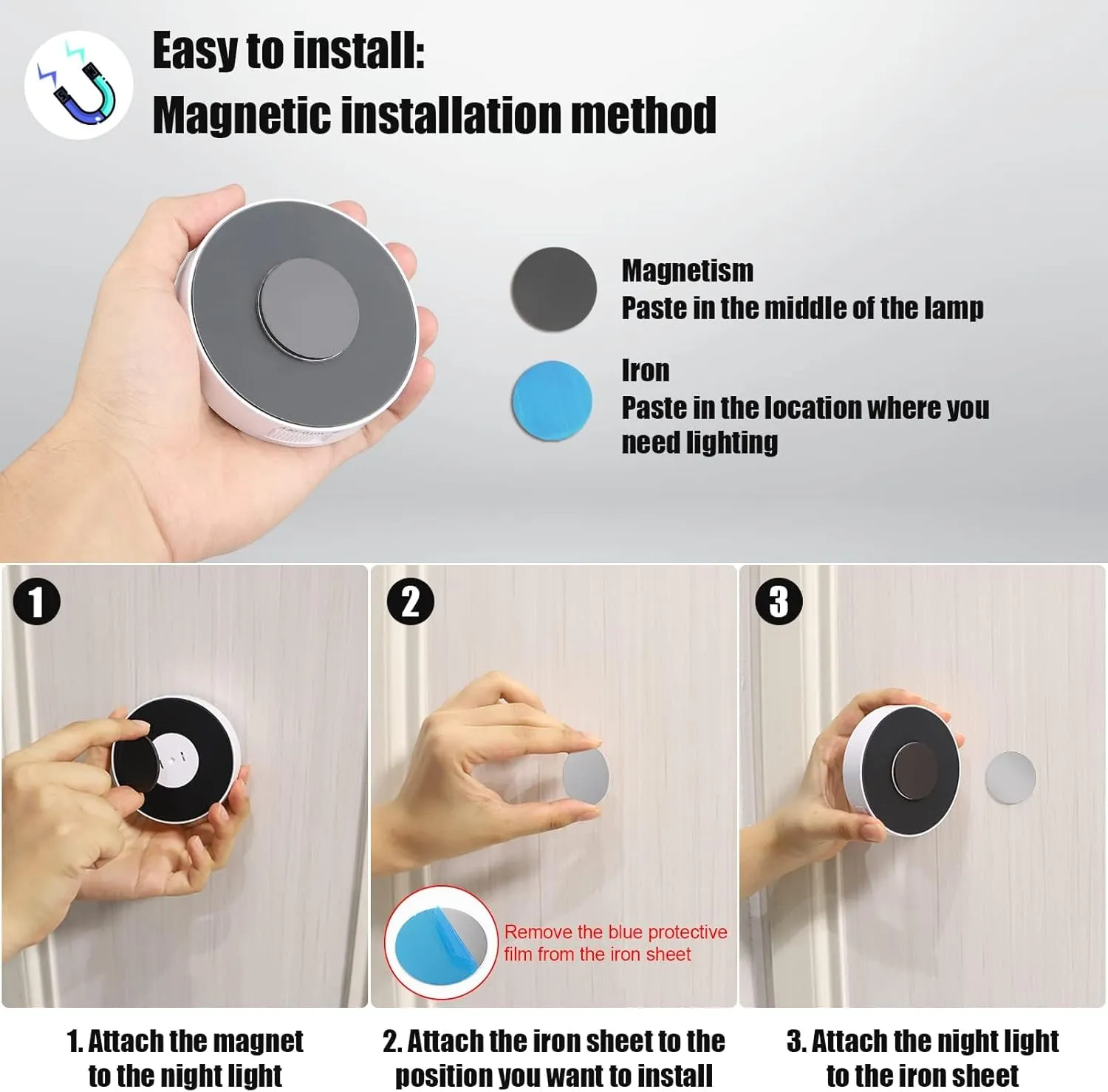 16 LEDs Under Cabinet Lights [with Remote], 3 Pack Wireless Motion Sensor Rechargeable Light Puck Light, 3 Color Temps Dimmable 3000-6000K, Closet Lights for Cabinet, Closet, Kitchen, Hallway, Stairs