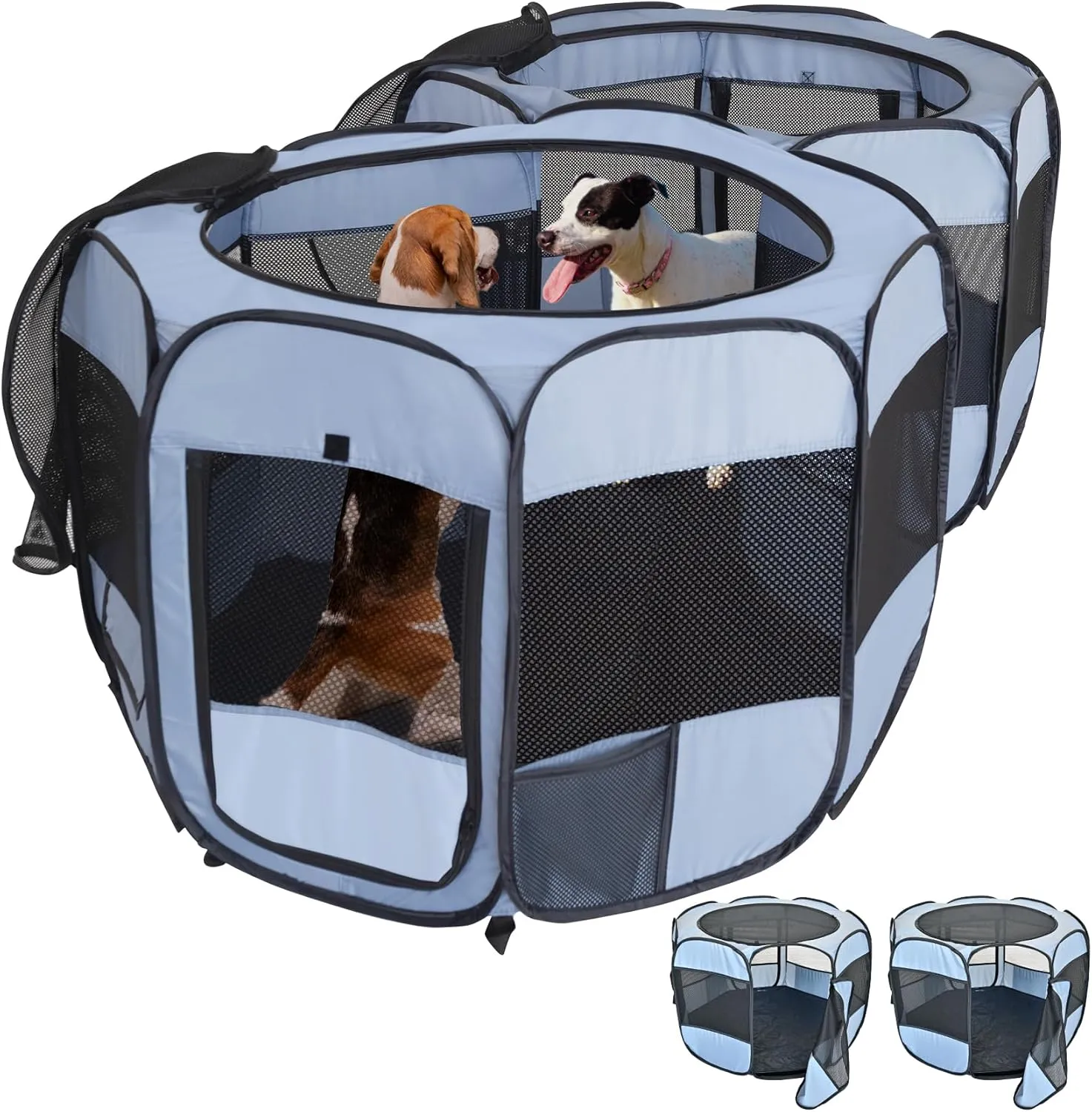 2-in-1 XLarge Cat Playpen, Detachable into 2 Separate Playpens with Additional 2 Doors, with Pee Pads, Portable Dog Playpen Cat Tent Enclosure for Kitten and Puppy Indoor Outdoor Use(L, 90"x45"x28"H)
