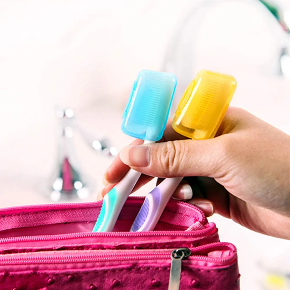 20 Pcs Travel Portable Toothbrush Head Covers,Toothbrush Protective Case Toothbrush Covers Toothbrush Head Protector Cap for Home Travel Outdoor Camping Hiking Business Trip,with Cute Keychain