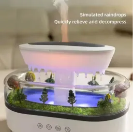 5 in 1 Diffuser Humidifier 250ml, Colorful Light, Raindrop & Natural White Noise, Mini Forest Landscape, Aromatherapy, Natural Sounds: Flowing Water, Bird Call. Cool Mist Multi-Functional Device.