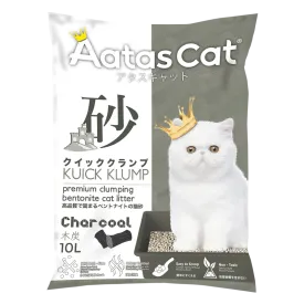 Aatas Cat Premium Clumping Bentonite Cat Litter - Kuick Klump Charcoal 10L