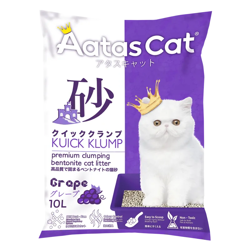 Aatas Cat Premium Clumping Bentonite Cat Litter - Kuick Klump Grape 10L