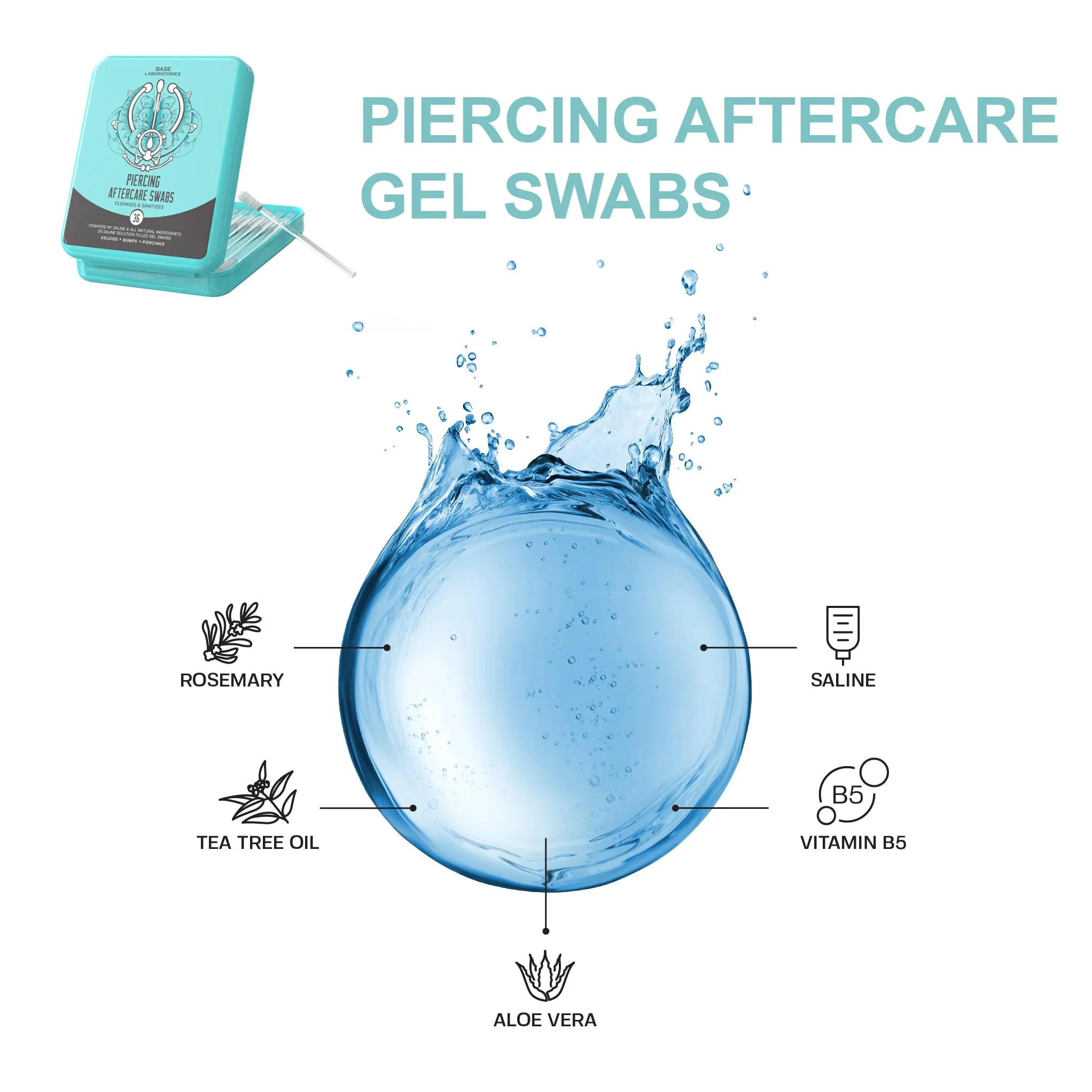 BASE LABORATORIES Ultimate Healing Piercing Aftercare Kit | Piercing Aftercare Spray   Keloid Piercing Bump Treatment Oil   Piercing Cleaner Swabs | Keloid Bump Removal - Saline Solution for Piercings