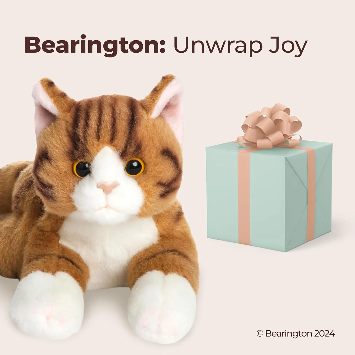 Bearington Collection Lil' Tabby Cat 8 in Stuffed Animals Orange Cat Plush Toy - Stuffed Cats That Look Real - Plushies for Kids