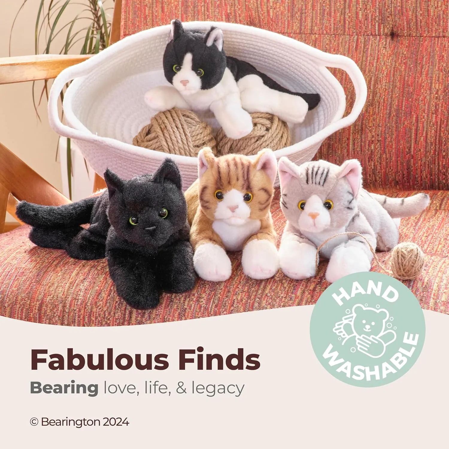 Bearington Collection Lil' Tabby Cat 8 in Stuffed Animals Orange Cat Plush Toy - Stuffed Cats That Look Real - Plushies for Kids
