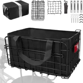 Bike Basket Front/Rear for Adult Bikes, Folding Large Rear Bicycle Basket with Removable Liner Bag Rainproof Cover