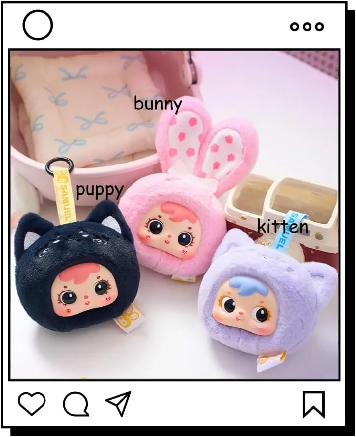 Blind Box Plush Figure, Cute Stuffed Animal Mystery Box, Collectible Bag Charm Keychains Xmas Birthday Gifts