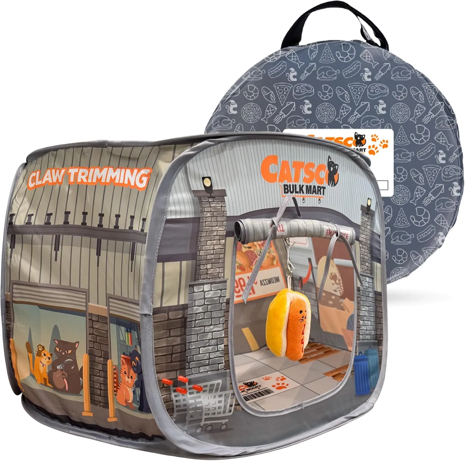 Capnip Cat House & Tent for Indoor Cats  Pop-Up Cat Tent House with Catnip Toy, Shopping Mart Theme for Cats & Kittens, Catsco Bulkmart