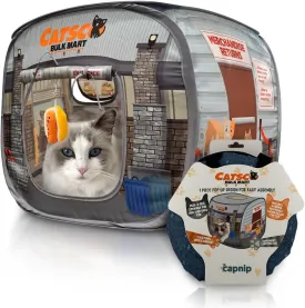 Capnip Cat House & Tent for Indoor Cats  Pop-Up Cat Tent House with Catnip Toy, Shopping Mart Theme for Cats & Kittens, Catsco Bulkmart
