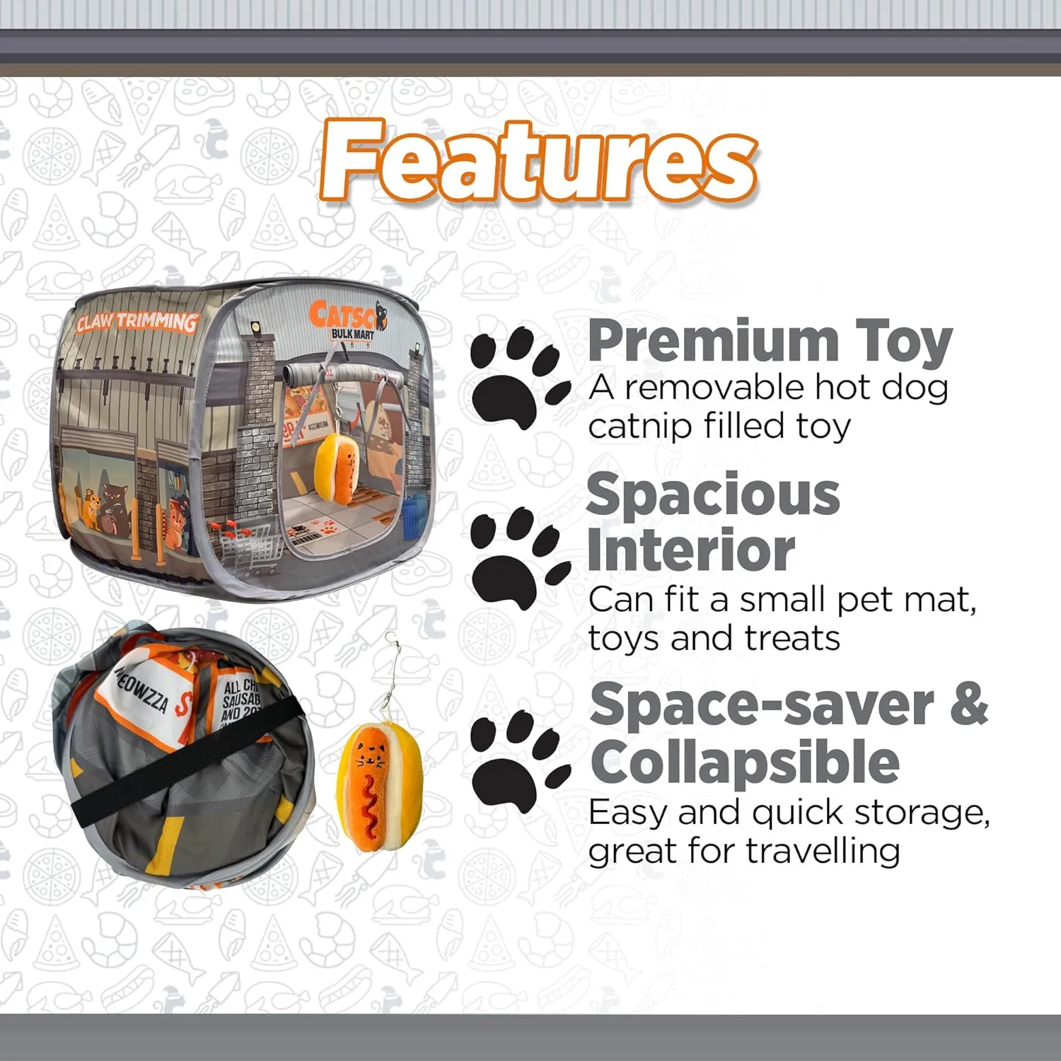 Capnip Cat House & Tent for Indoor Cats  Pop-Up Cat Tent House with Catnip Toy, Shopping Mart Theme for Cats & Kittens, Catsco Bulkmart