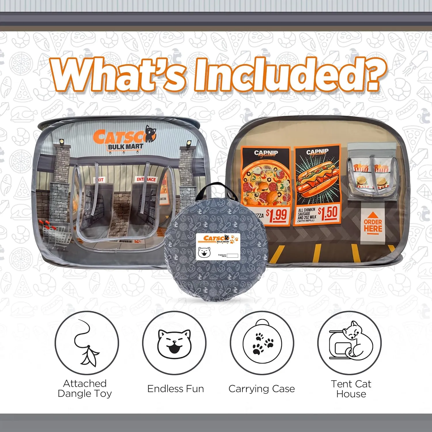 Capnip Cat House & Tent for Indoor Cats  Pop-Up Cat Tent House with Catnip Toy, Shopping Mart Theme for Cats & Kittens, Catsco Bulkmart