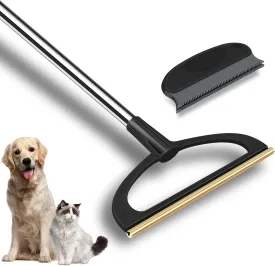 Carpet Rake for Pet Hair Removal, Pet Hair Removal Tool Set of 2, 56 Long Handle Carpet Pet Hair Removal Carpet Scraper Dog Cat Hair Remover for Sofa, Couch, Car, Rug,Stairs (Black)