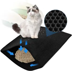 Cat Litter Mat Litter Trapping Mat, 24X35In/26X46In Double Layer Easy Clean Cat Litter Box Mat Cat Litter Trap Mats, Less Waste,Soft On Paws,Non-Slip,26X46In-Black