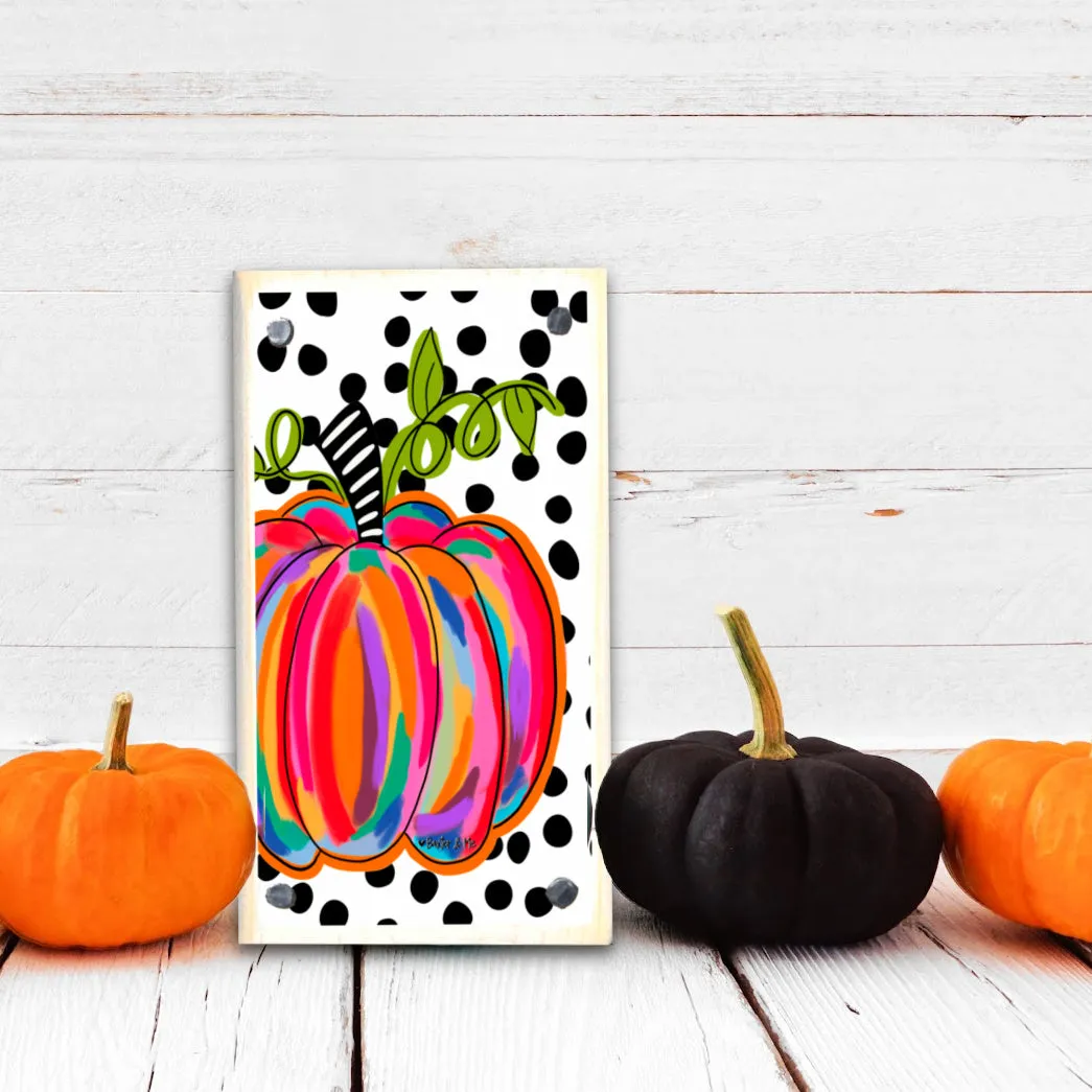 Colorful Pumpkin with B & W Background Happy Block