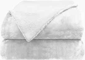 Comfort Lab Reversible Flannel Sherpa Throw Blanket - Elegant Fluffy Throw Blankets for Couch and Home Decor - Anti Pilling Non Shedding Cozy & Warm Fleece Throws - Baby/Pet (30" x 40") - White