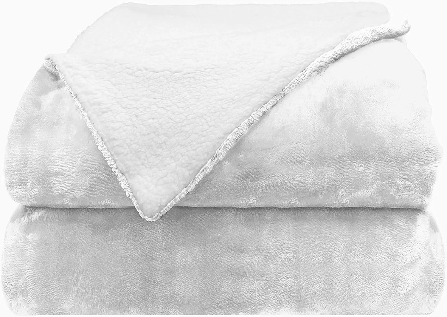 Comfort Lab Reversible Flannel Sherpa Throw Blanket - Elegant Fluffy Throw Blankets for Couch and Home Decor - Anti Pilling Non Shedding Cozy & Warm Fleece Throws - Baby/Pet (30" x 40") - White
