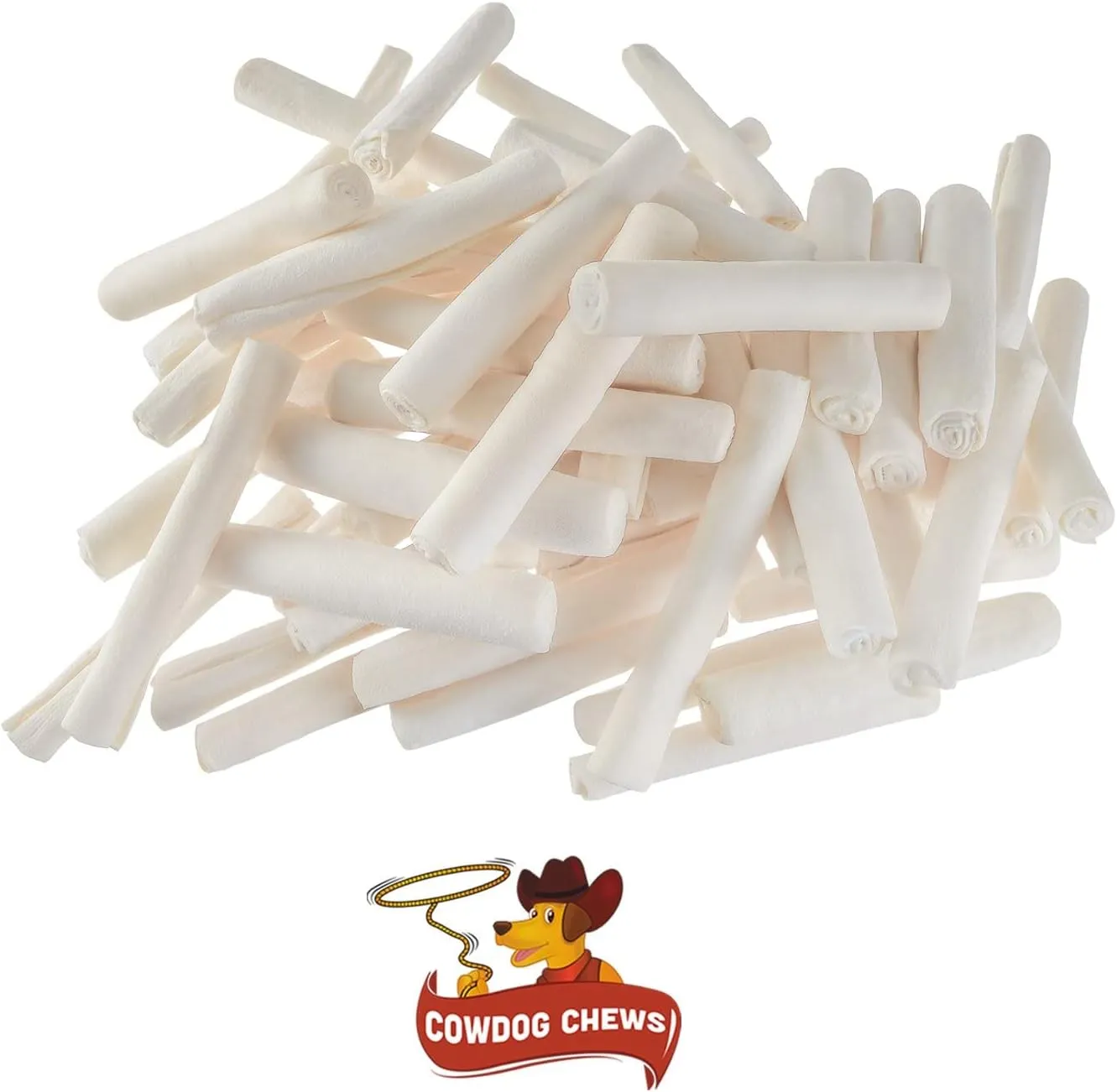Cowdog Chews 5-6 Inches Rawhide Retriever Roll - Chewing Dog Treat, 100% Natural - Natural Grass Fed Livestock Sourced (50 Pack)