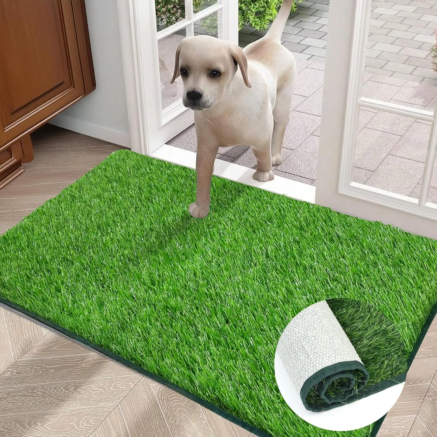 Dog Grass Pee Pad,Artificial Grass for Dogs Potty Training,Reusable Turf Grass Pads for Dogs with Hemmed Edge,Fake Grass Replacement Pads for Dog Indoor and Outdoor(18" x 30")