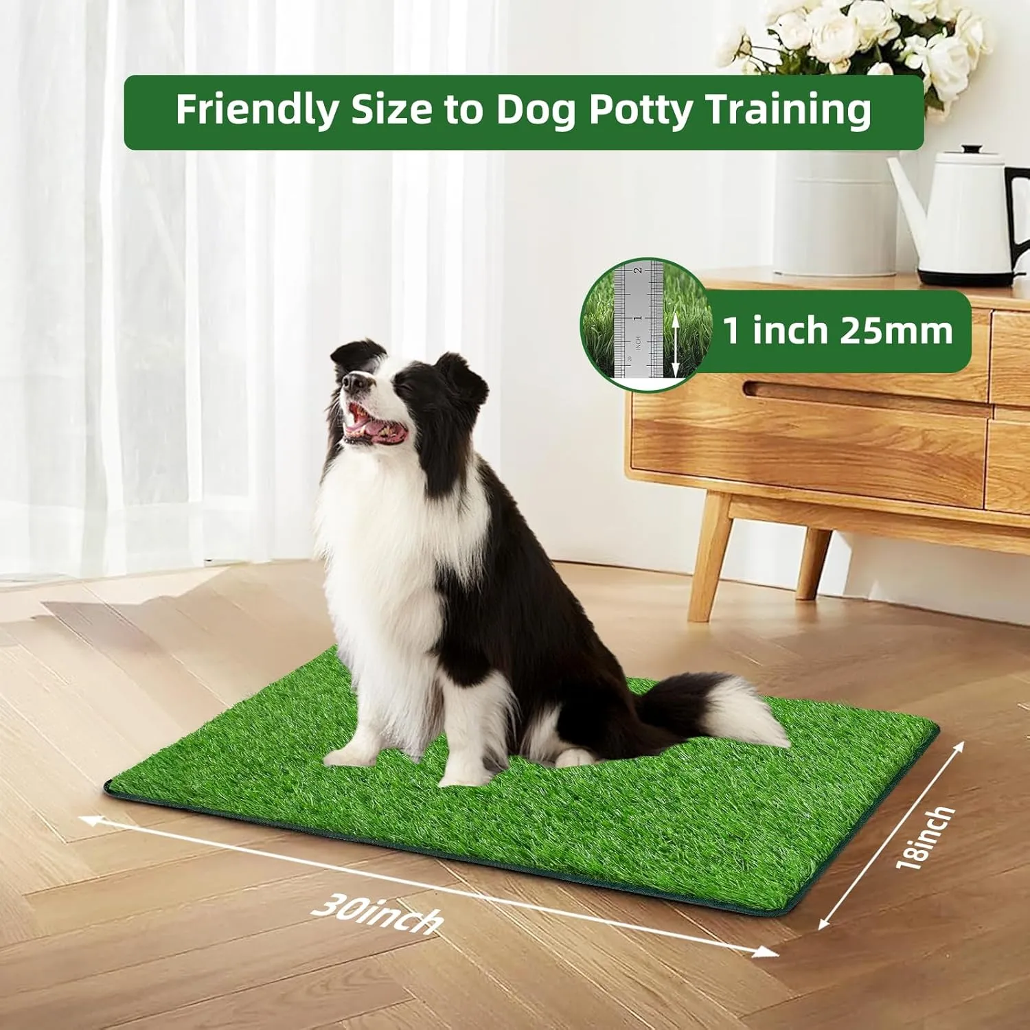 Dog Grass Pee Pad,Artificial Grass for Dogs Potty Training,Reusable Turf Grass Pads for Dogs with Hemmed Edge,Fake Grass Replacement Pads for Dog Indoor and Outdoor(18" x 30")