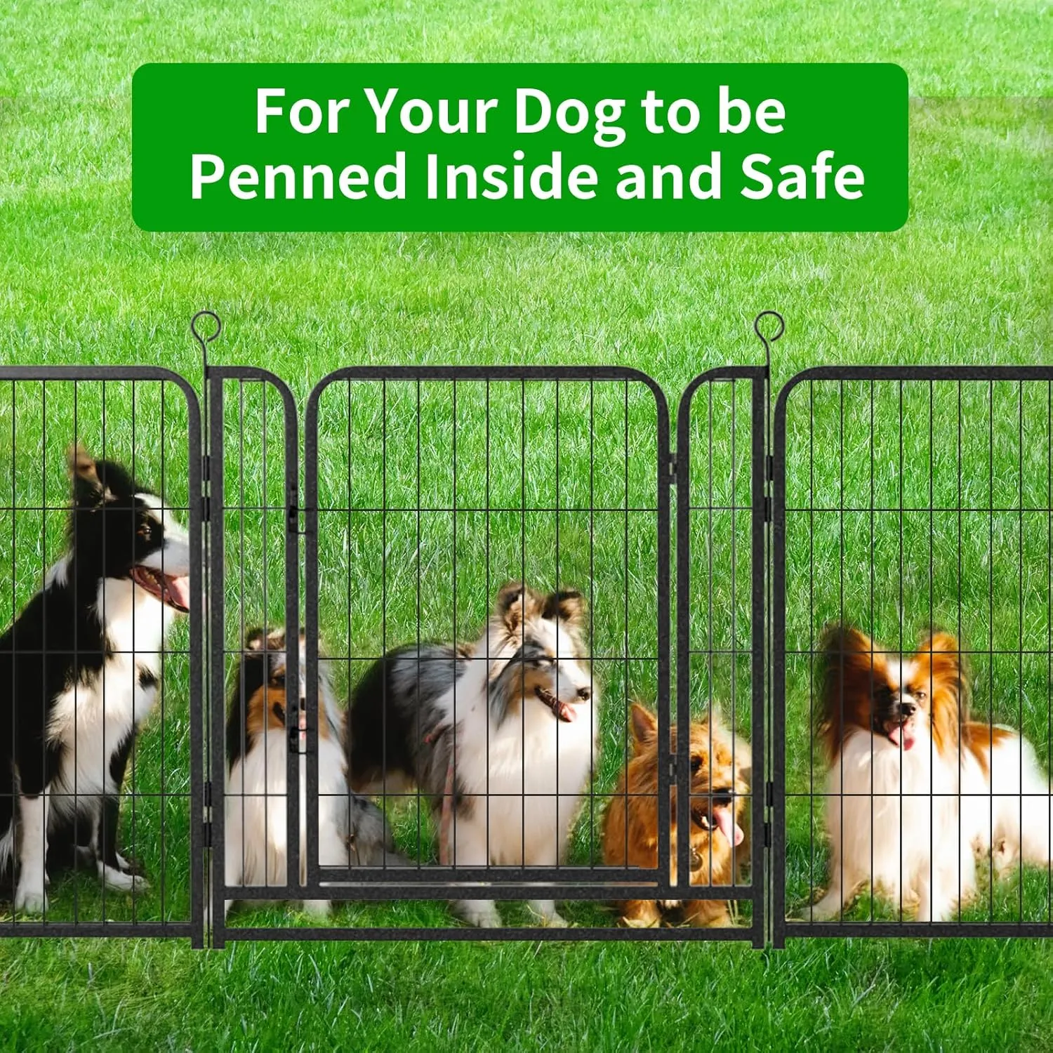 Dog Playpen Outdoor Extra Wide 12 Panels Heavy Duty Dog Fence 32" Height Anti-Rust with Doors Portable for RV Camping Yard, Total 32FT, 79 Sq.ft, Snowy Black