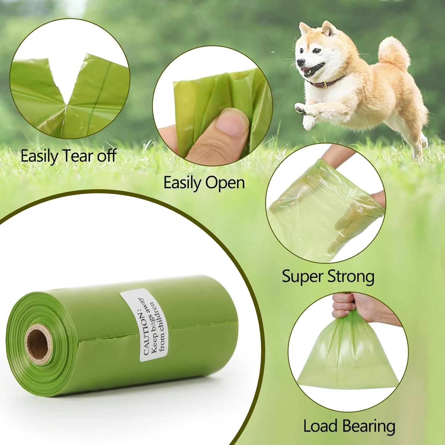 Dog Poop Bag 1140 Counts 57 Rolls, Unscented Doggy Poop Bags, Leak-Proof Dog Bags for Poop, Extra Thick Strong Dog Waste Bags with Dispenser - Green (13 x 9 Inches)