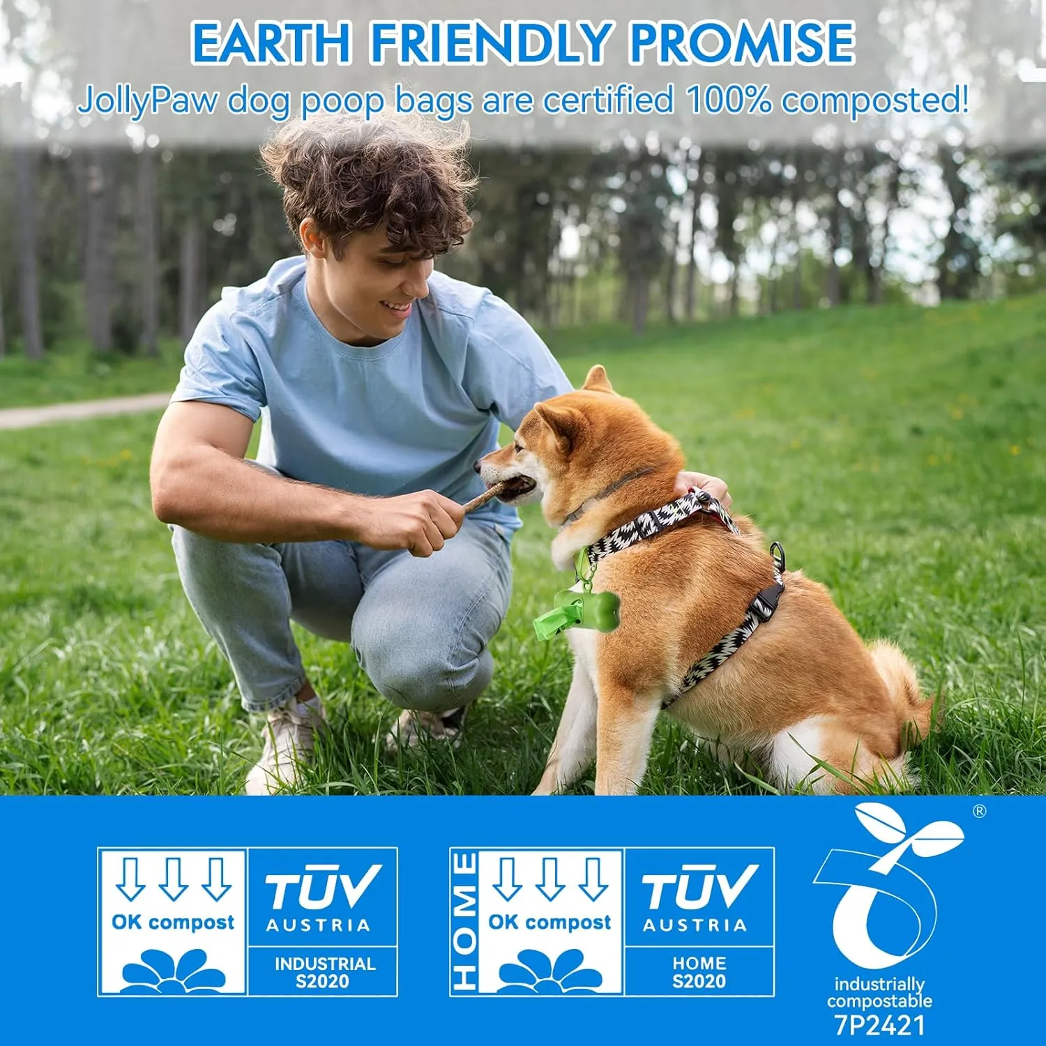 Dog Poop Bags with 1 Count Holder Scented, Leak Proof, Extra Thick and Large Poop Bags for Dogs, 240 Pieces (16 Rolls) 9" x 13" Plant Based for Pet Use