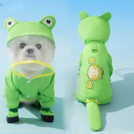 Dog Raincoat with Boots,Waterproof Dog Raincoats with Hood for Small Medium Large Dogs,Raincoat with Leash Ring (Green Frog, Large)