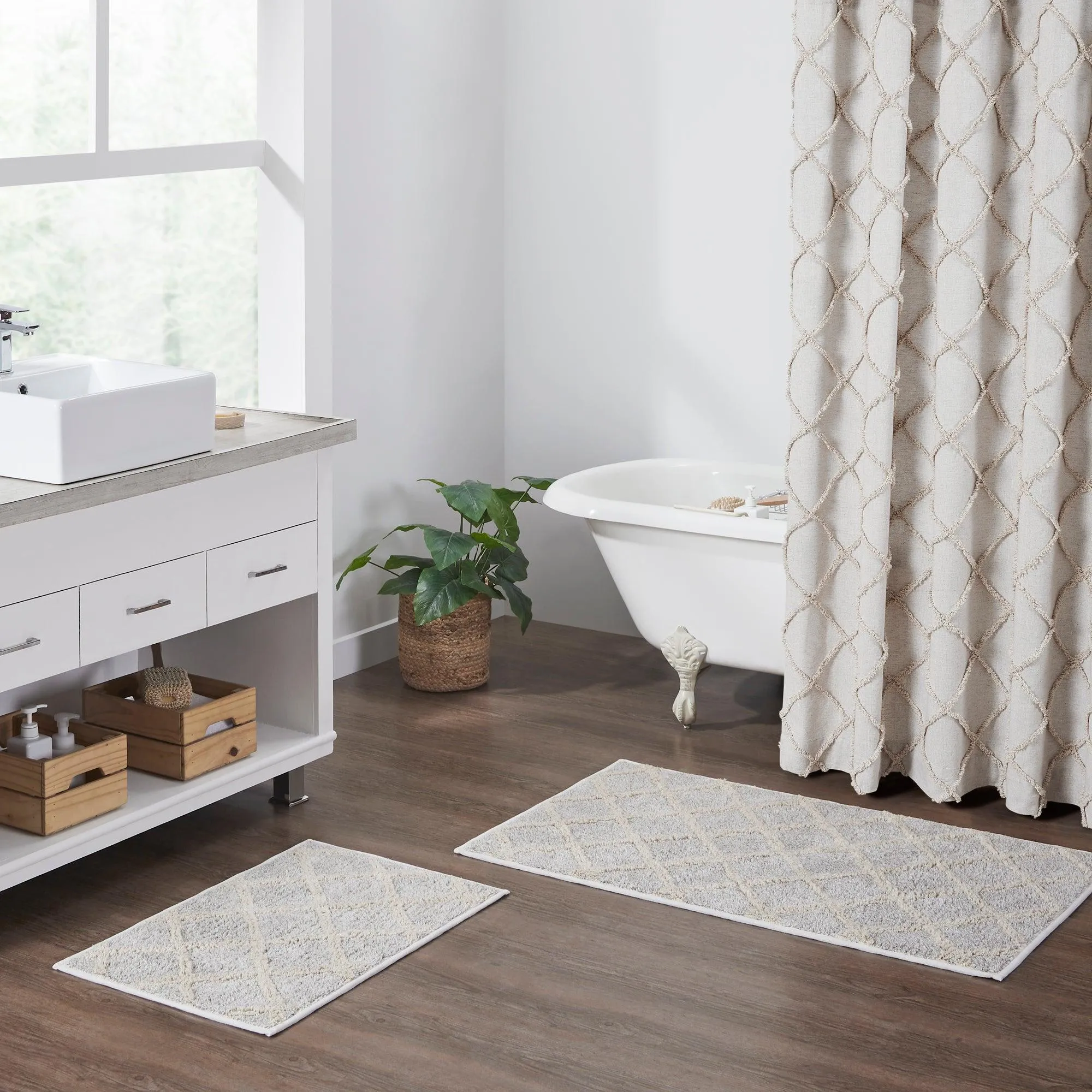Frayed Lattice Oatmeal Bathmat 27x48 VHC Brands