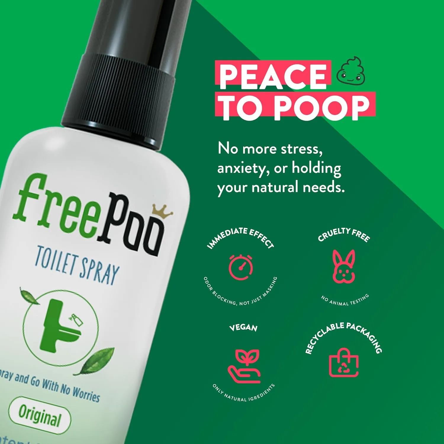 FreePoo - Pack of 2 Toilet Odorizer Lemongrass - Pre Poop Odor Blocker, Aromatic Bathroom Spray, Potty Deodorizer, Air Freshener - 2 x 2.0 floz