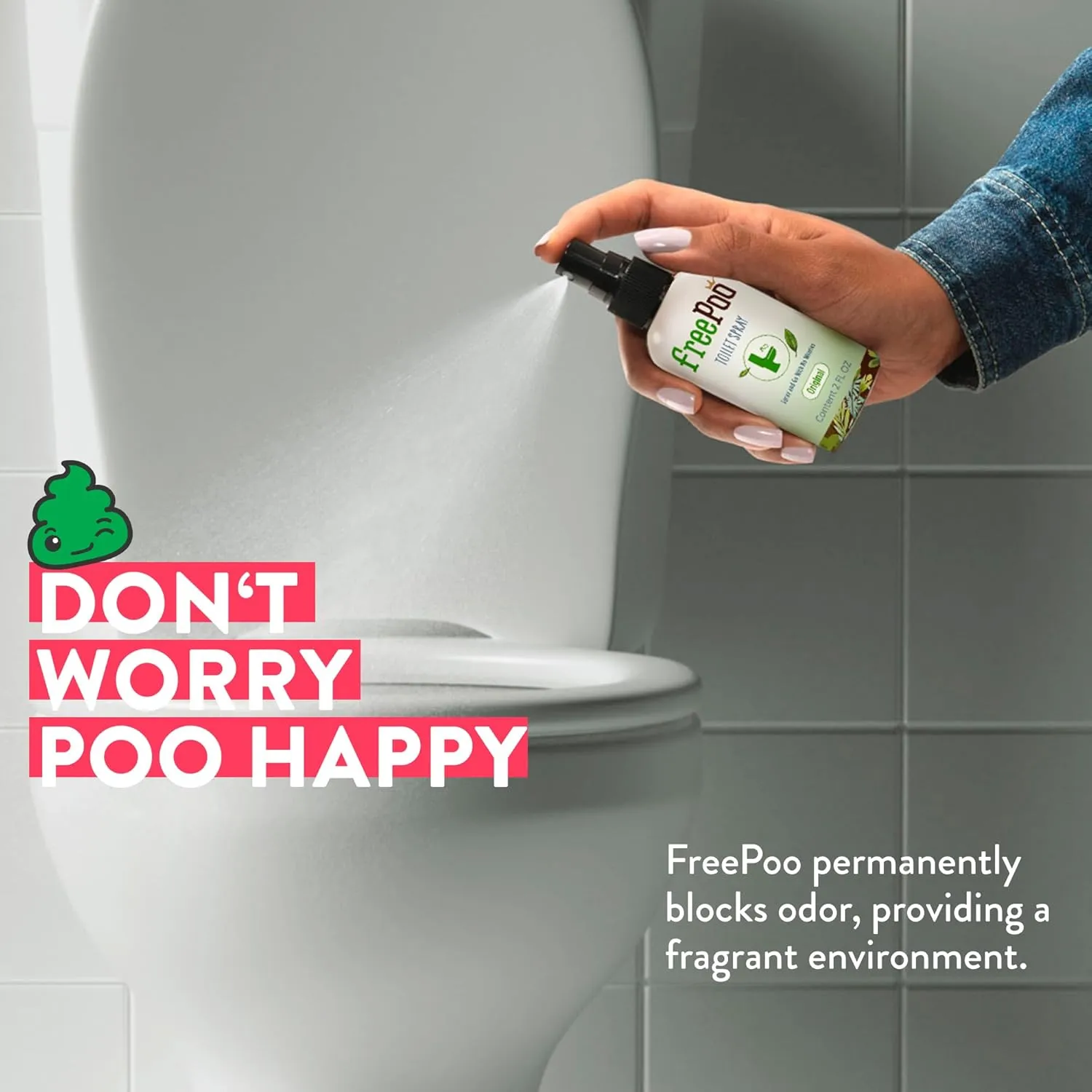 FreePoo - Pack of 2 Toilet Odorizer Lemongrass - Pre Poop Odor Blocker, Aromatic Bathroom Spray, Potty Deodorizer, Air Freshener - 2 x 2.0 floz