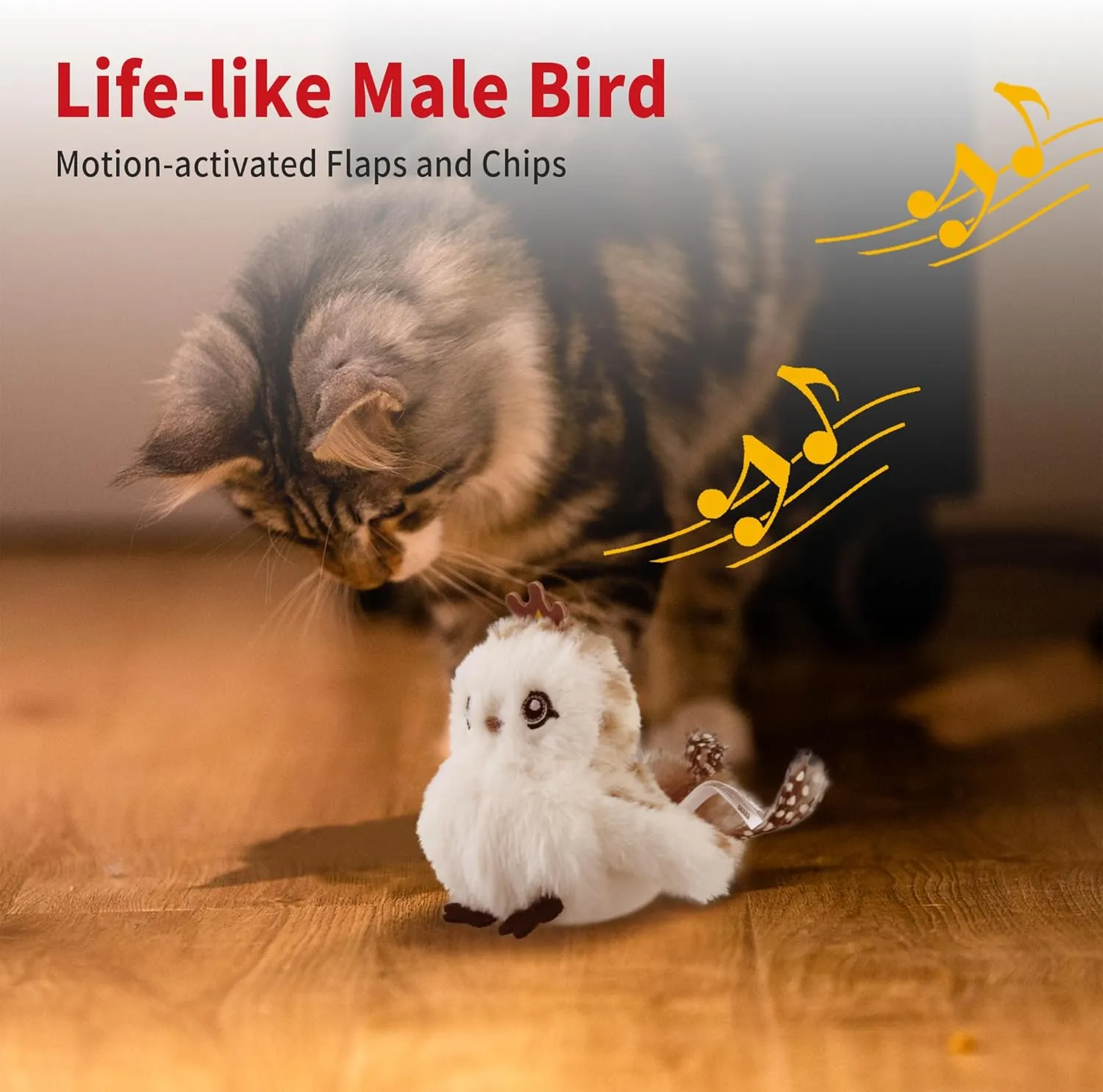 Gigwi Interactive Flapping Cat Toys Catnip, Electronic Flappy Toys Motion Activated, Automatic Cat Toys for Indoor Cats, USB Rechargeable Cat Enrichment Toy for Hunting and Kicker, Bird Prince