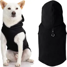 Gooby Fleece Vest Hoodie Dog Sweater - Black, X-Large - Warm Pullover Dog Hoodie with O-Ring Leash for Small to Medium Dogs