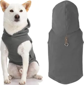 Gooby Fleece Vest Hoodie Dog Sweater - Gray, X-Large - Warm Pullover Dog Hoodie with O-Ring Leash for Small to Medium Dogs