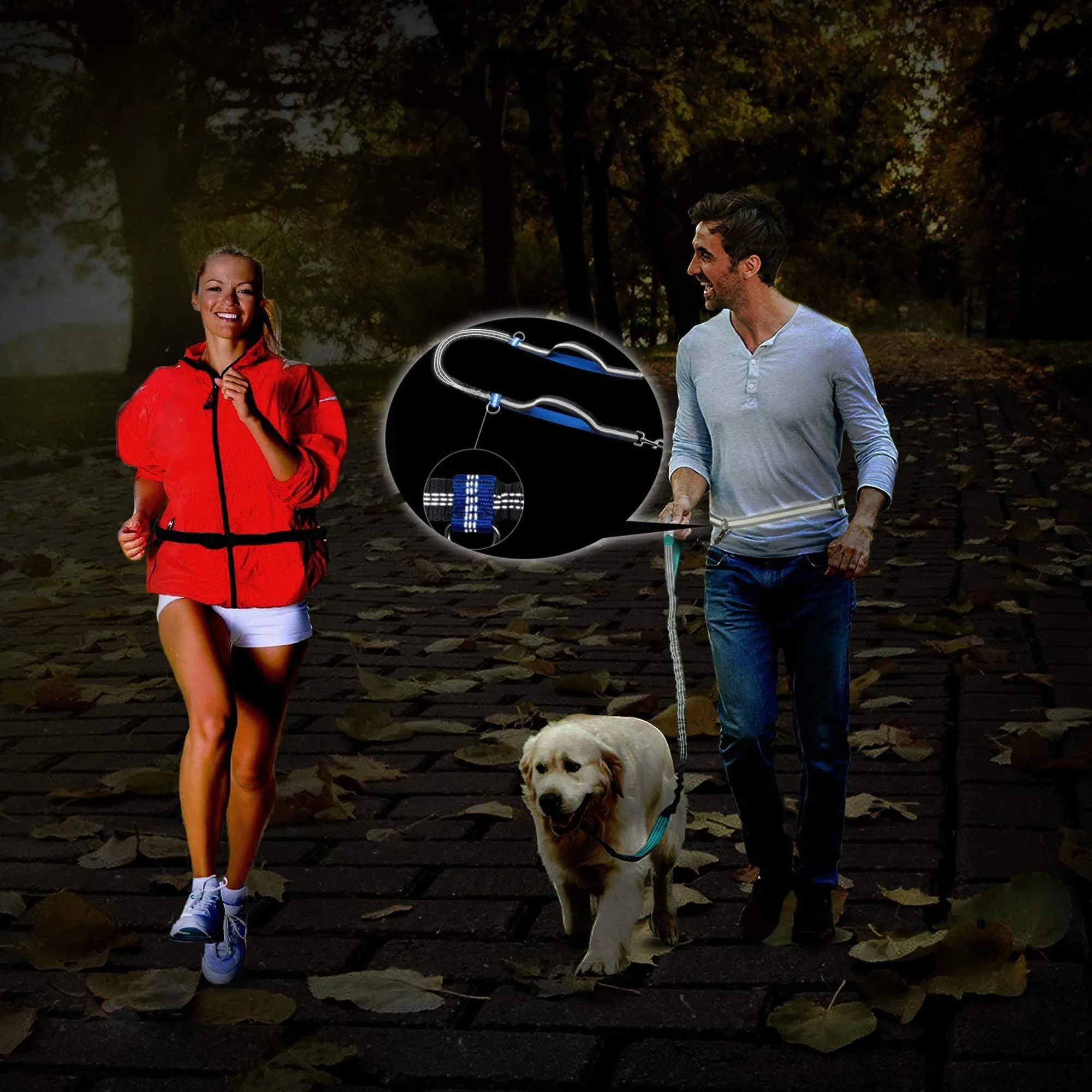 GOOPAWS No Pull Hand Free Bungee Dog Leash for Hiking, Running, Green
