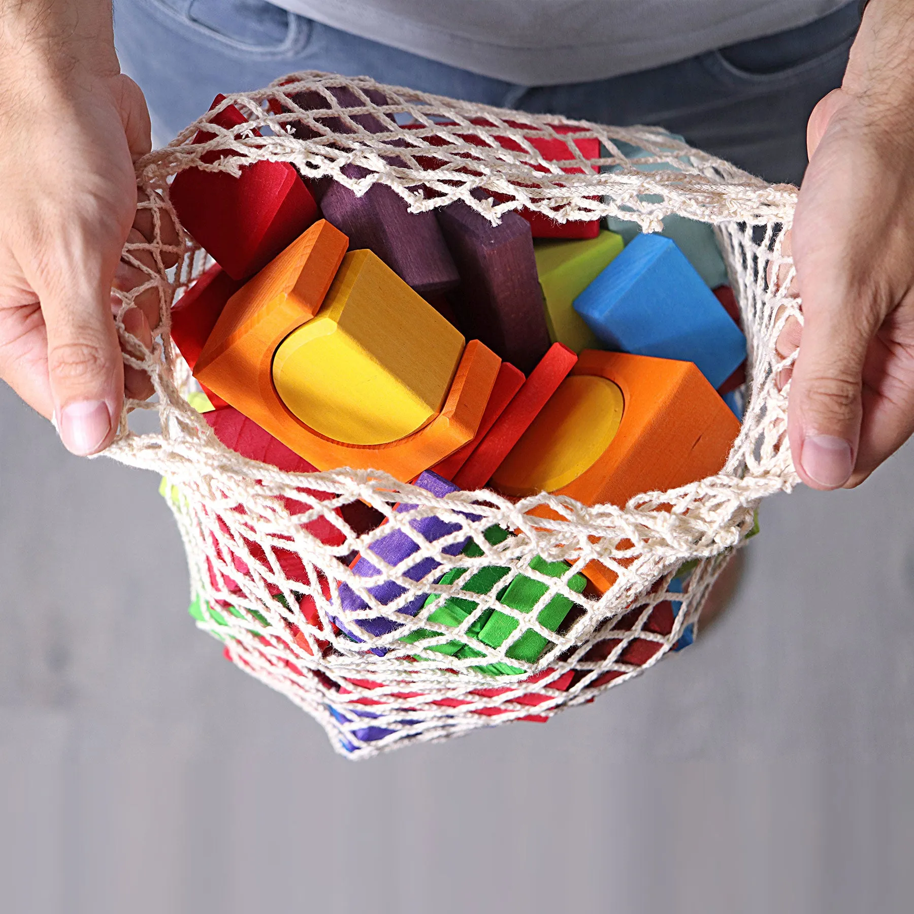 Grimm's Wooden 60 Colored Geo-Blocks