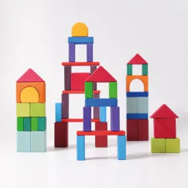 Grimm's Wooden 60 Colored Geo-Blocks
