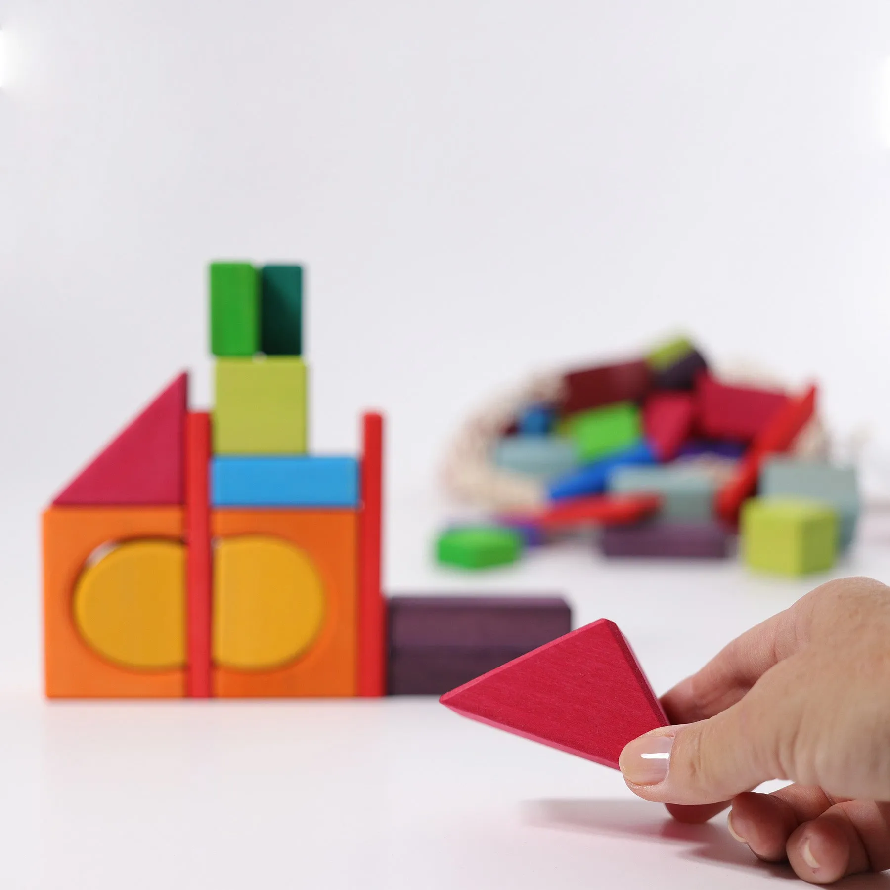 Grimm's Wooden 60 Colored Geo-Blocks