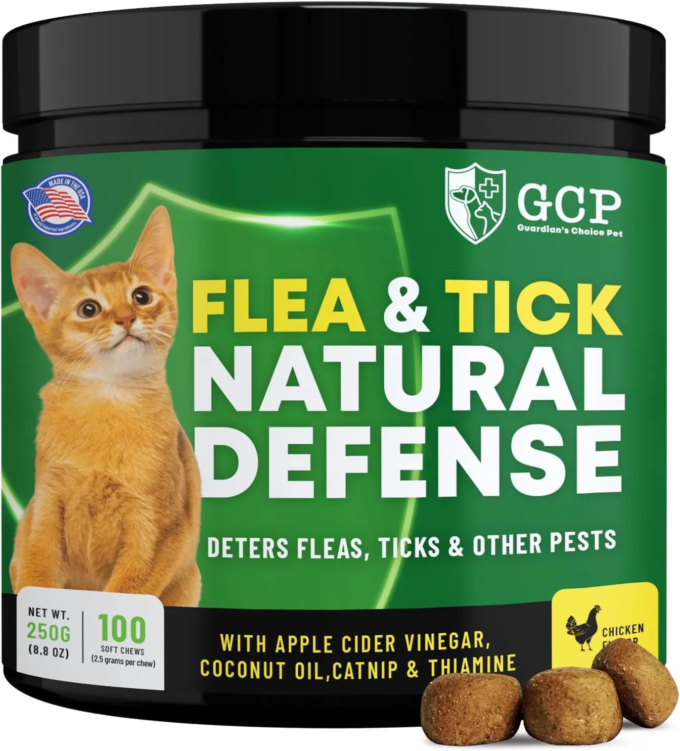 Guardian's Choice Flea and Tick Chewable Treats for Cats  No Harsh Chemicals  100 Chicken-Flavored Chews Pets