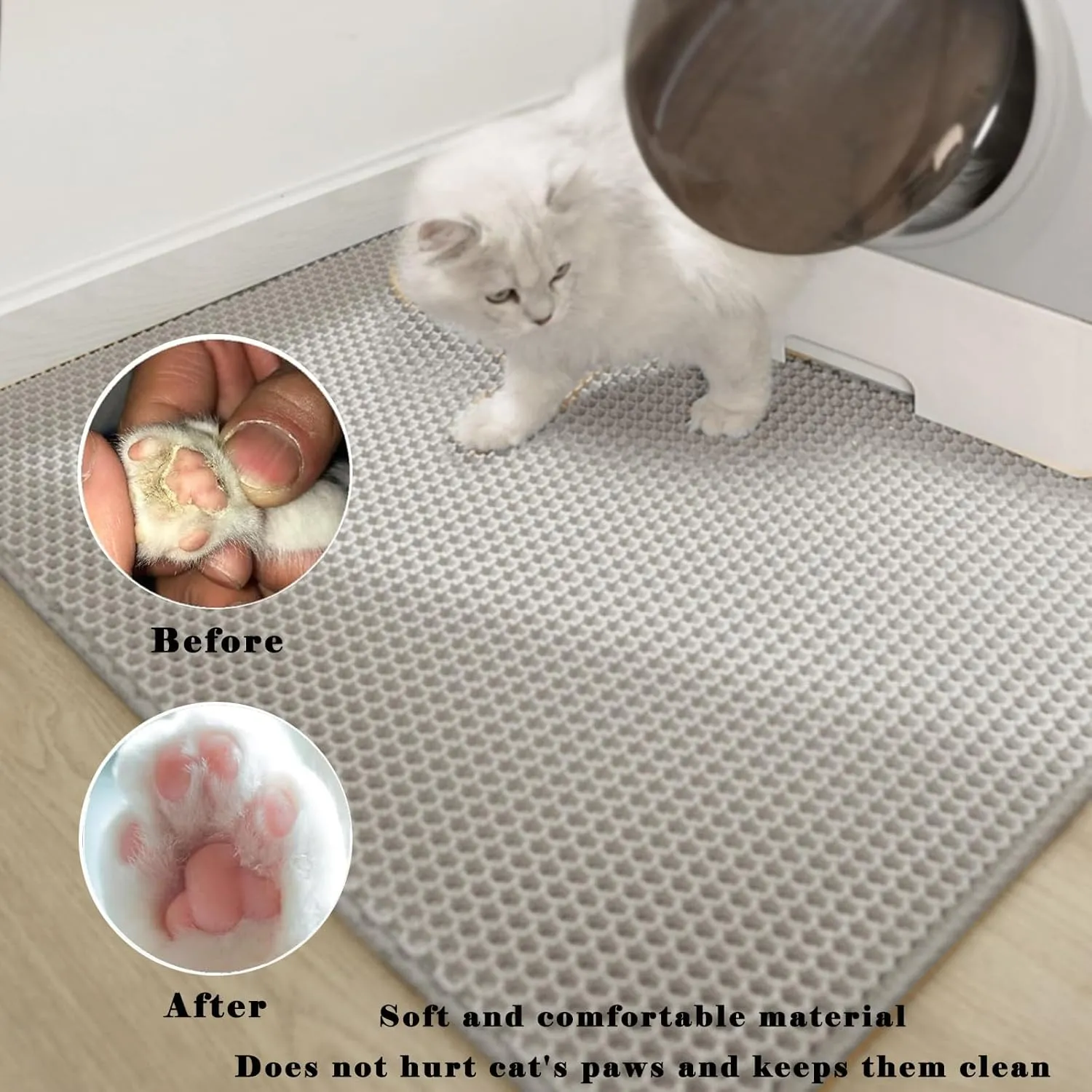 HCY&WLD Cat Litter Mat, Honeycomb Double Layer Cat Litter Trapping Mat, Waterproof Urine Proof Non-Slip, Scatter Control, Less Waste, Easier to Clean (Pink, 30" X 22")