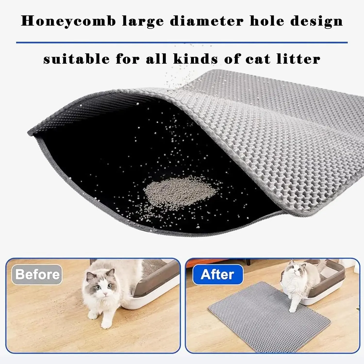 HCY&WLD Cat Litter Mat, Honeycomb Double Layer Cat Litter Trapping Mat, Waterproof Urine Proof Non-Slip, Scatter Control, Less Waste, Easier to Clean (Pink, 30" X 22")