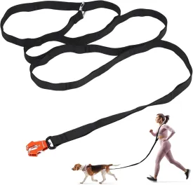 Heavy Duty Hands-Free Service Dog Leash - 10ft Double-Layered Woven Strap, Frog Clip in Front, D-Ring in Back, Adjustable for Large and Medium Dogs for Walking and Running