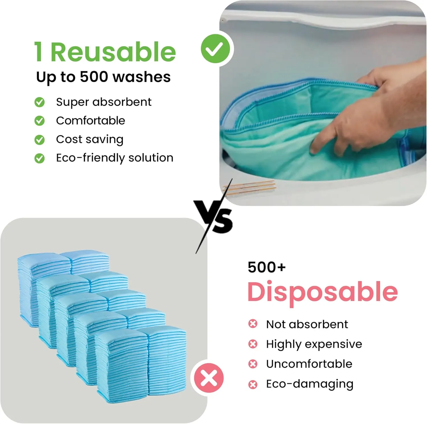 IMPROVIA Washable Underpads, 18" x 24" (Pack of 4) - Heavy Absorbency Reusable Incontinence Pads for Kids, Adults, Elderly, and Pets - Waterproof Protective Pad for Bed, Couch, Sofa, Furniture, Floor