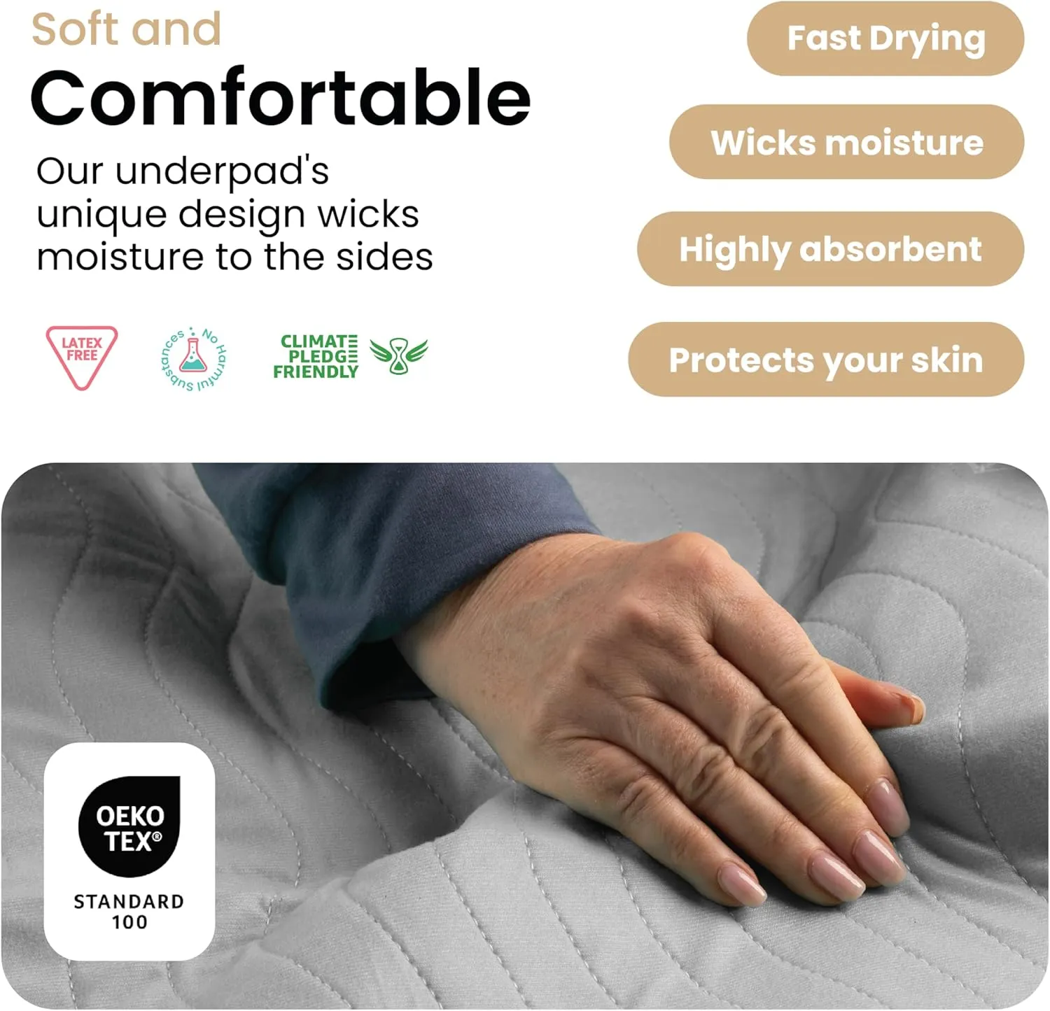 IMPROVIA Washable Underpads, Heavy Absorbency Reusable Incontinence Pads for Kids, Adults, Elderly, and Pets - Waterproof Protection Floor Gray & White (4 Pack - 34x36)