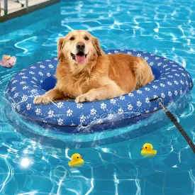 Inflatable Dog Float for Large Dogs, Up to 180 Lbs, Foldable & Puncture-Resistant Doggy Float for Pool, Portable Dog Float Bed Pet Swimming Accessory, Pet-Friendly Outdoor Fun, Blue