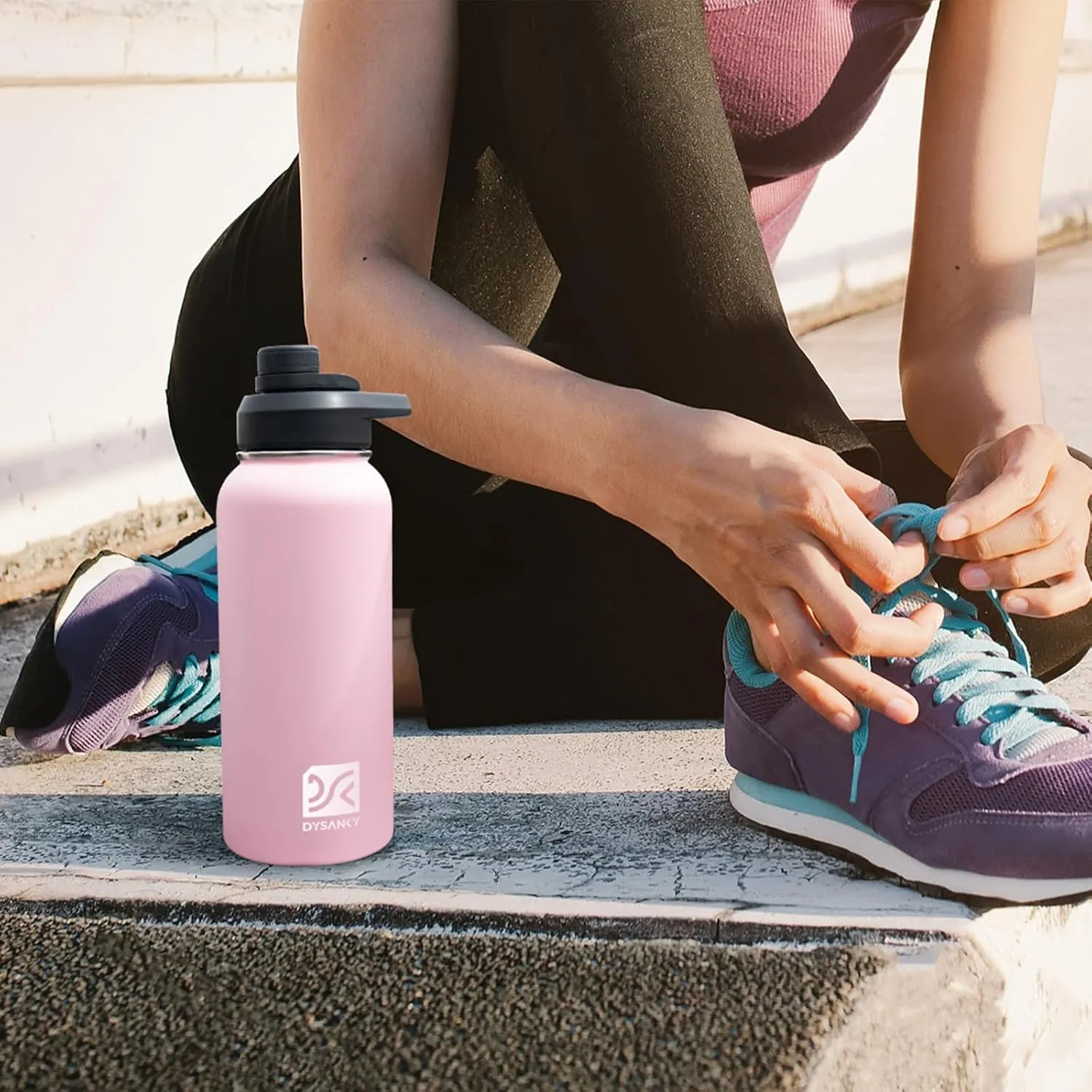 Insulated Water Bottle | Thickened Stainless Steel Vacuum Metal Thermos | Portable Sports Water Jug for Gym and Hiking with Straw, Carrier Bag, Handle Strap | BPA-Free 32 oz, Black