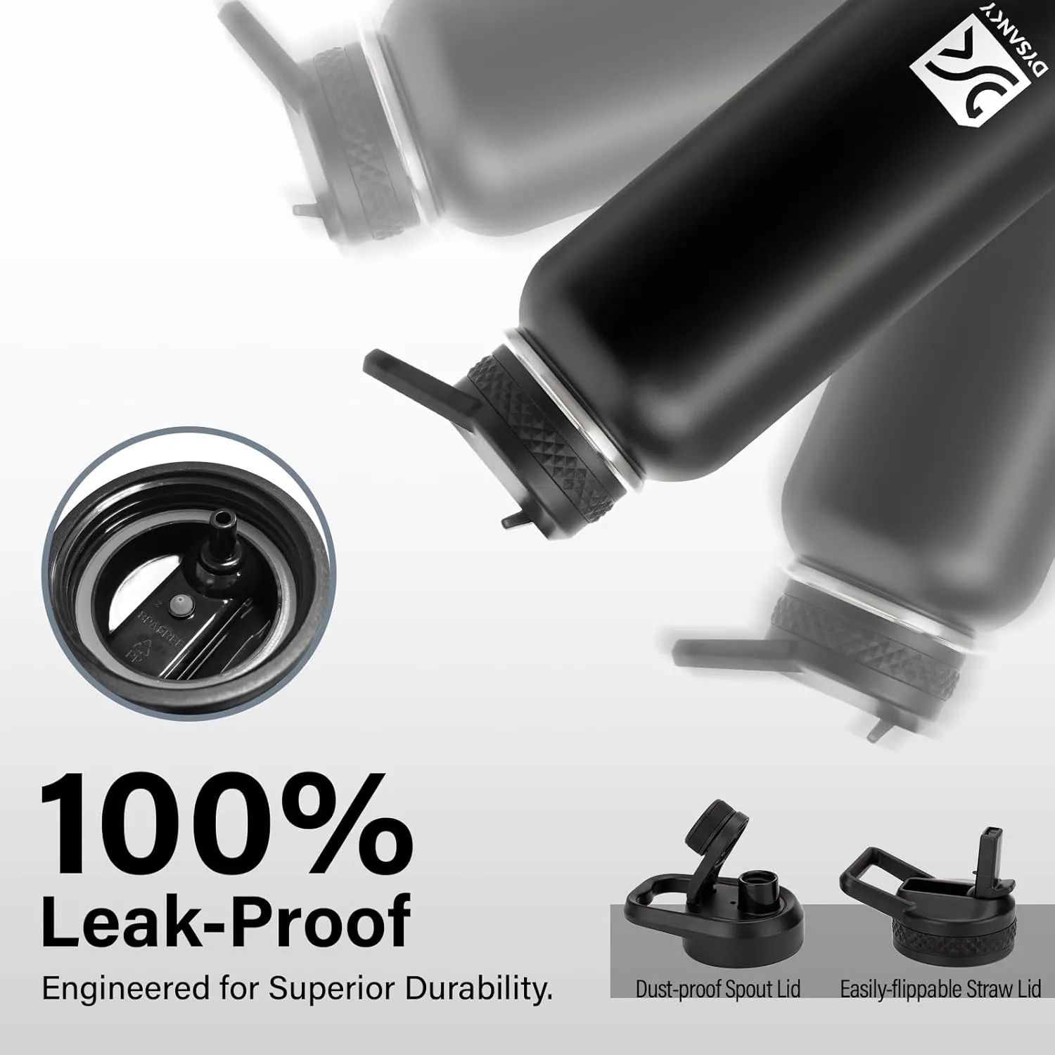 Insulated Water Bottle | Thickened Stainless Steel Vacuum Metal Thermos | Portable Sports Water Jug for Gym and Hiking with Straw, Carrier Bag, Handle Strap | BPA-Free 32 oz, Black