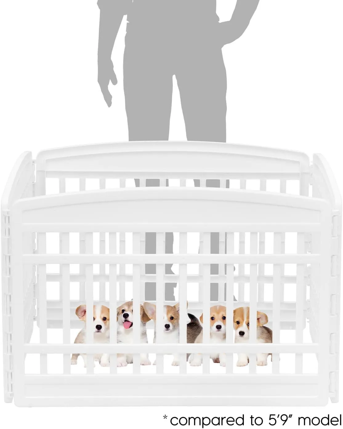 IRIS USA 24" 4-Panel Puppy Playpen, 35 x 35 x 24, Puppy Fence, Dog Playpen, Dog Play Pen Indoors, Pet Fence, Small Pets, White