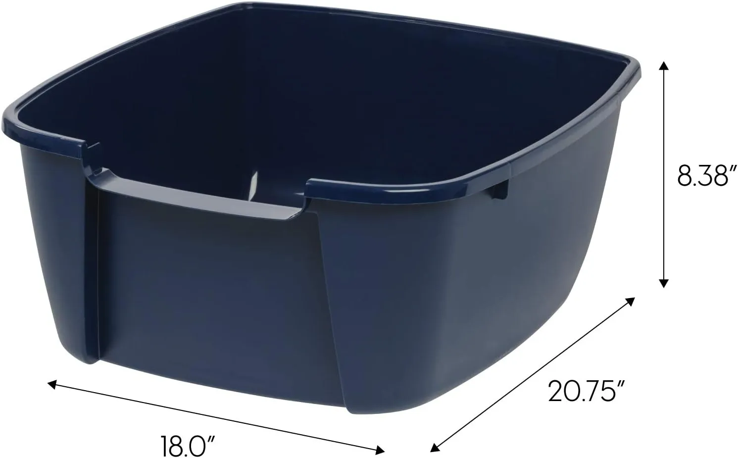 IRIS USA Jumbo Cat Litter Box with Scoop, Open Top High Sided Kitty Litter Pan, Navy
