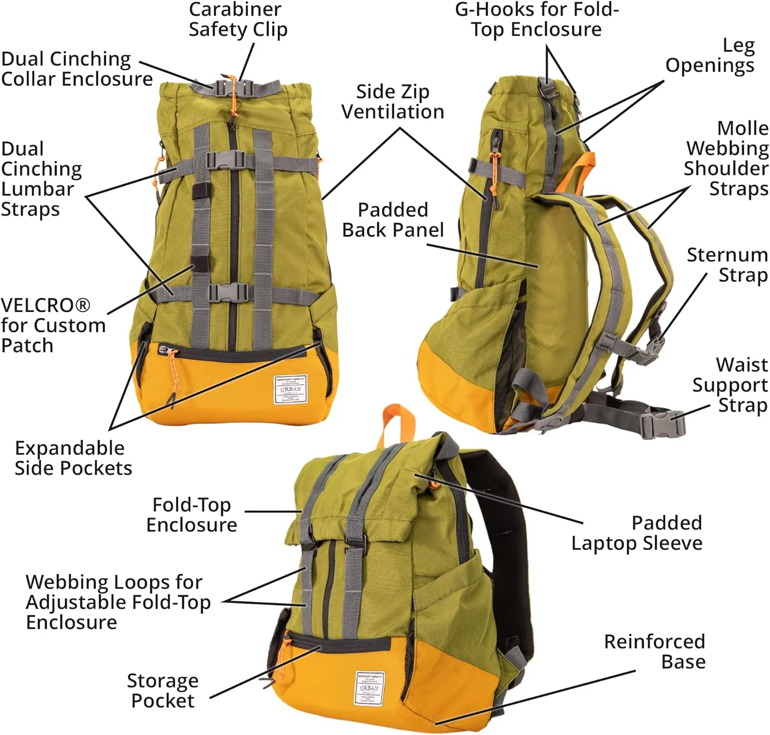 K9 Sport Sack | Dog Carrier Adjustable Backpack (Small, Urban 3 - Leafy)